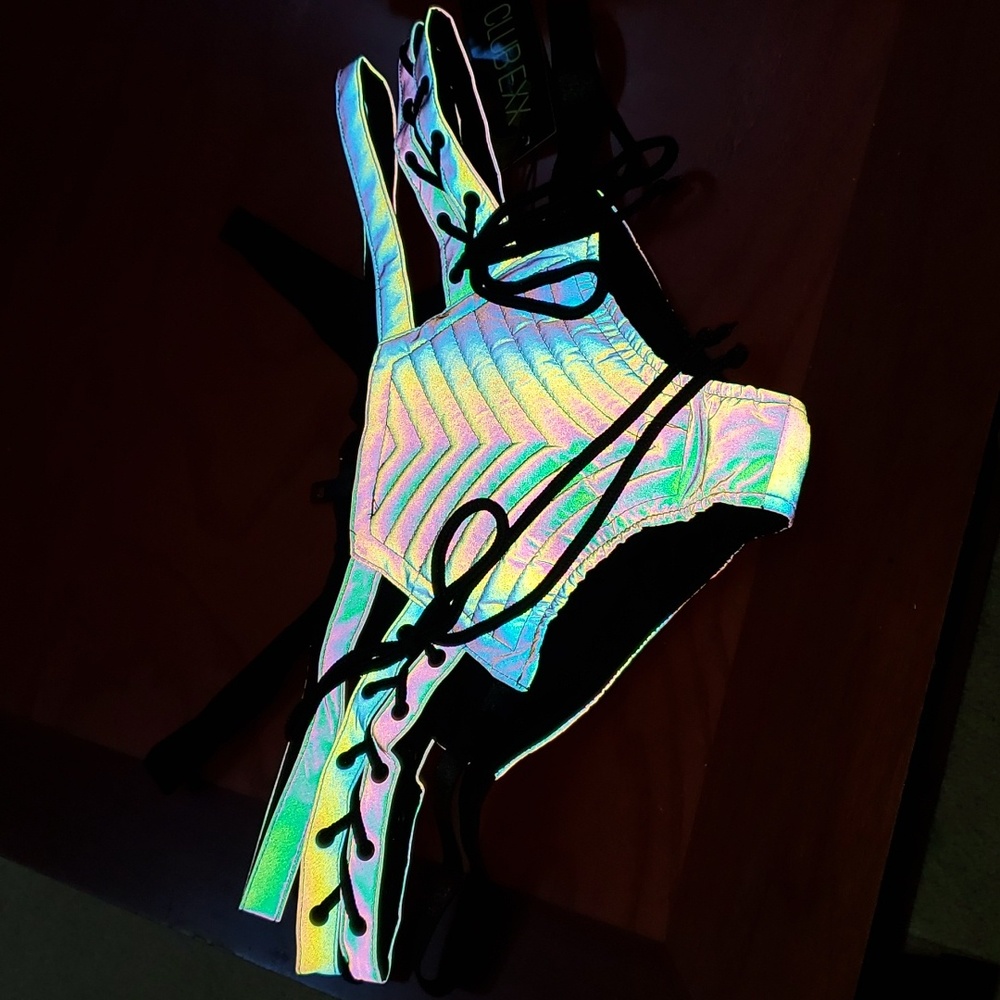 NWT Club Exx Dolls Kill rainbow reflective bottoms